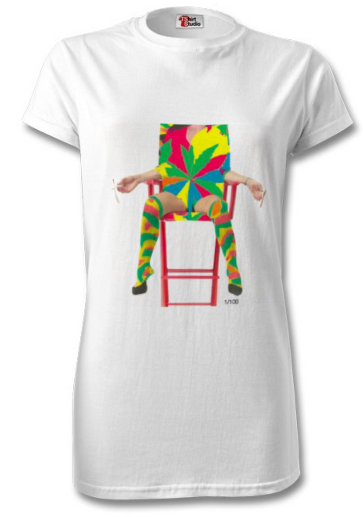 Limited Edition T Shirt. Crashed Out On Cannabis in the style of Damien Hirst