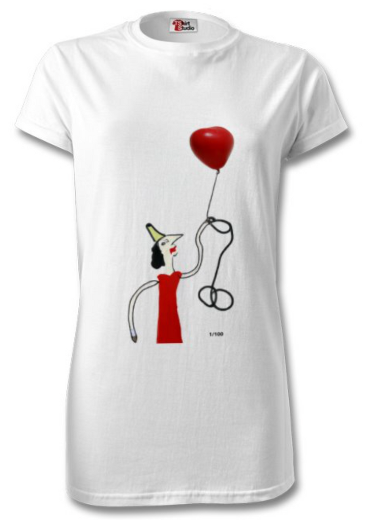 Limited Edition T Shirt. Balloon Lady in the style of Picasso
