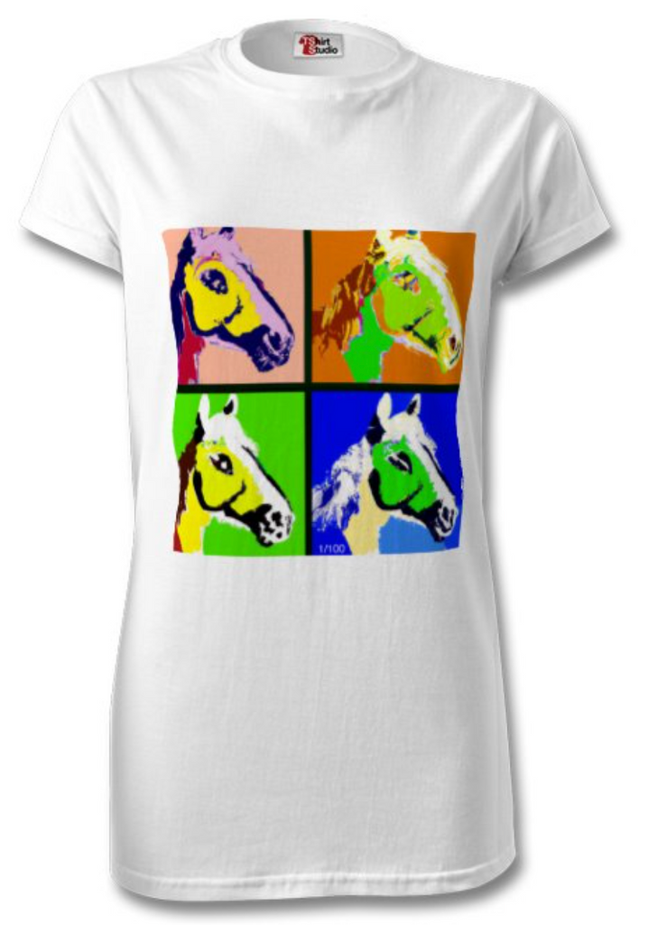 Limited Edition T Shirt. Love Horses in the style of Andy Warhol